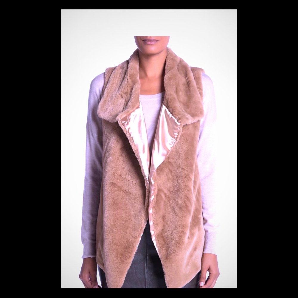 Catherine Malandrino Taupe faux fur vest